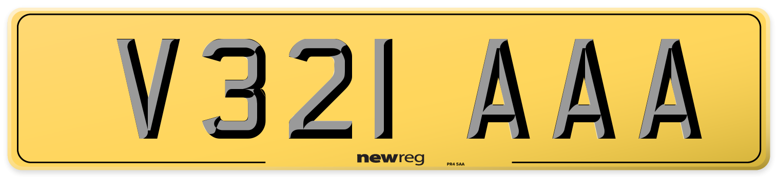 V321 AAA Rear Number Plate