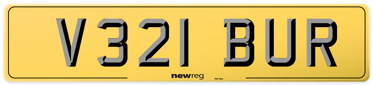 V321 BUR Rear Number Plate