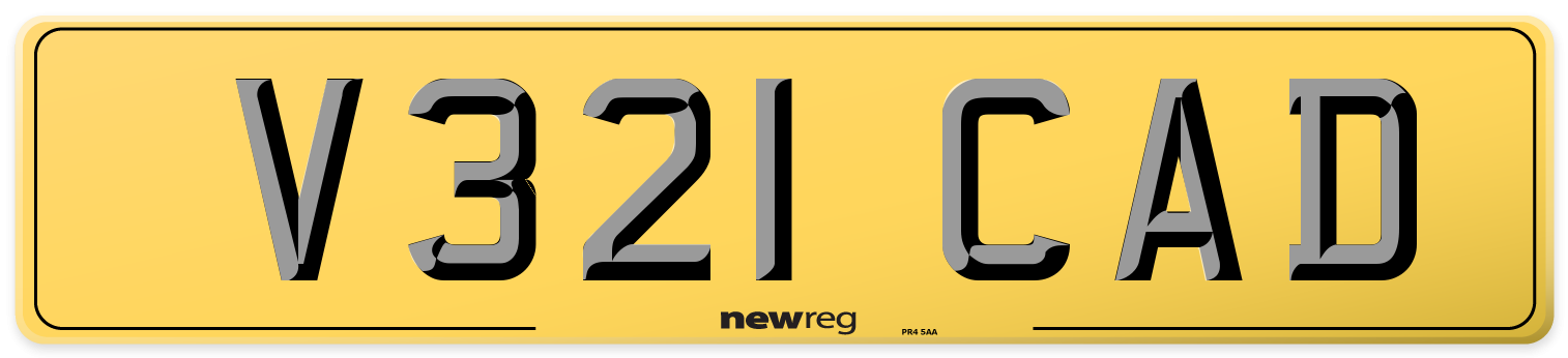 V321 CAD Rear Number Plate