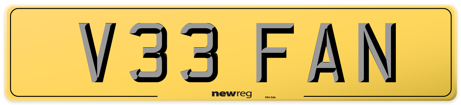 V33 FAN Rear Number Plate