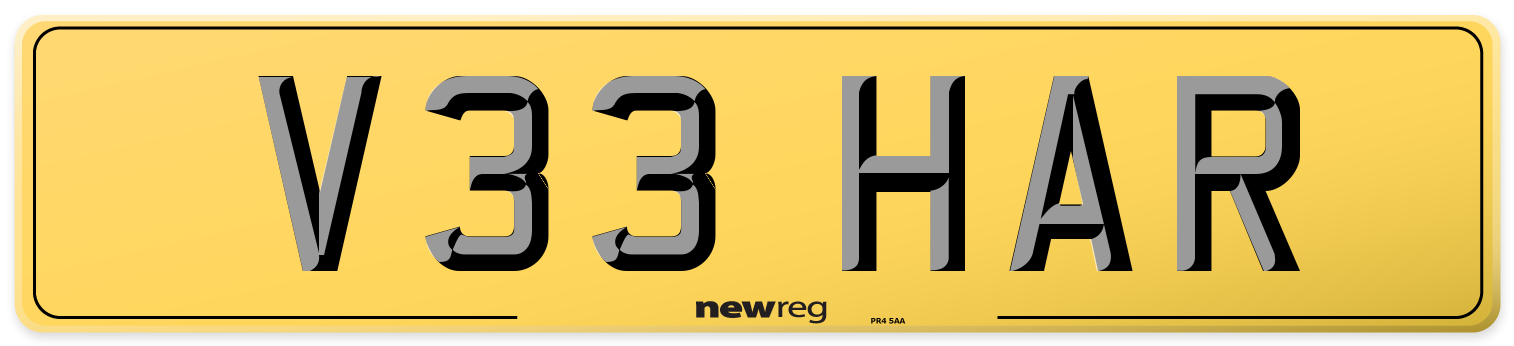 V33 HAR Rear Number Plate