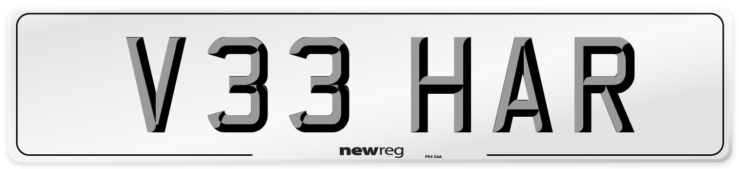 V33 HAR Front Number Plate