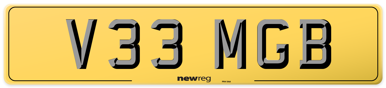 V33 MGB Rear Number Plate