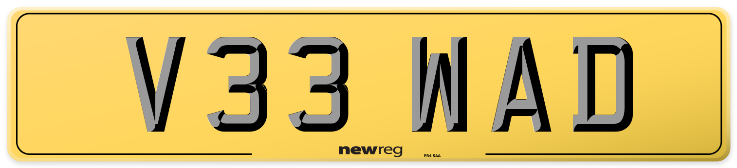 V33 WAD Rear Number Plate