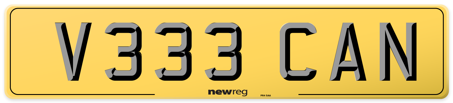 V333 CAN Rear Number Plate