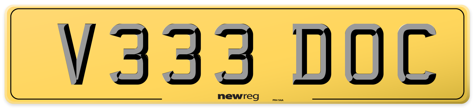 V333 DOC Rear Number Plate