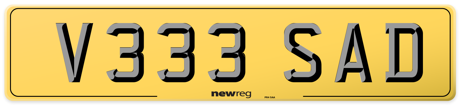V333 SAD Rear Number Plate
