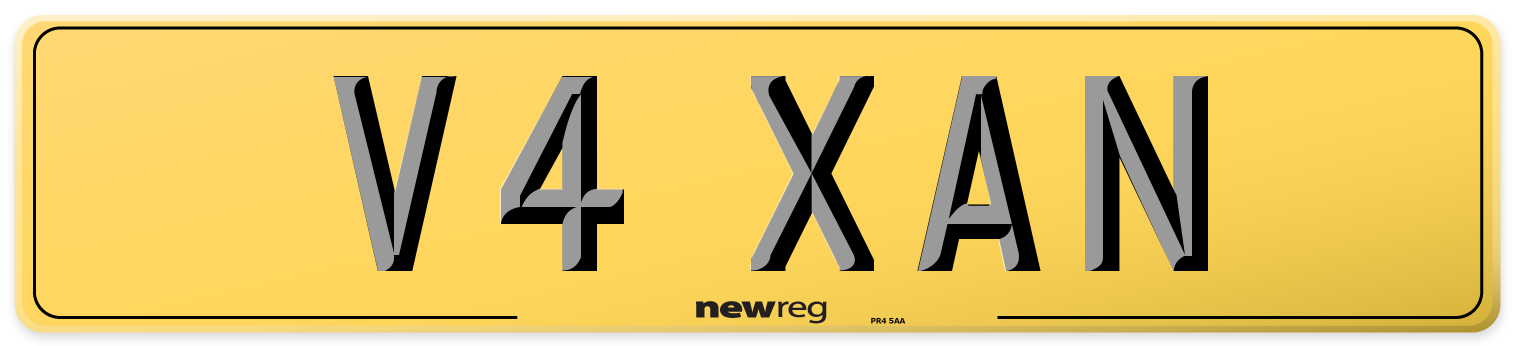 V4 XAN Rear Number Plate