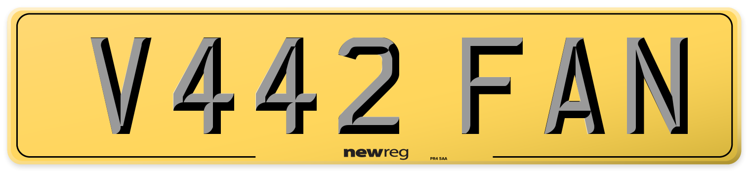 V442 FAN Rear Number Plate