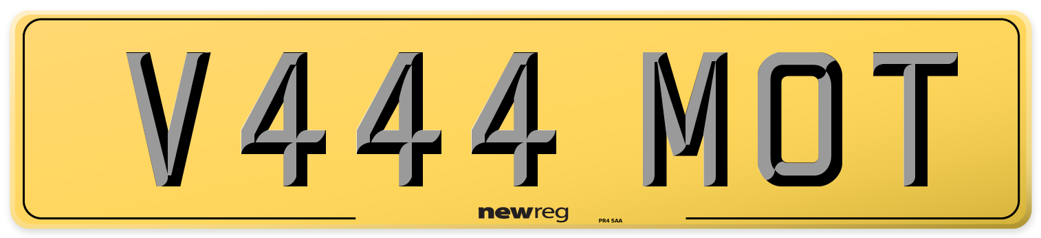 V444 MOT Rear Number Plate