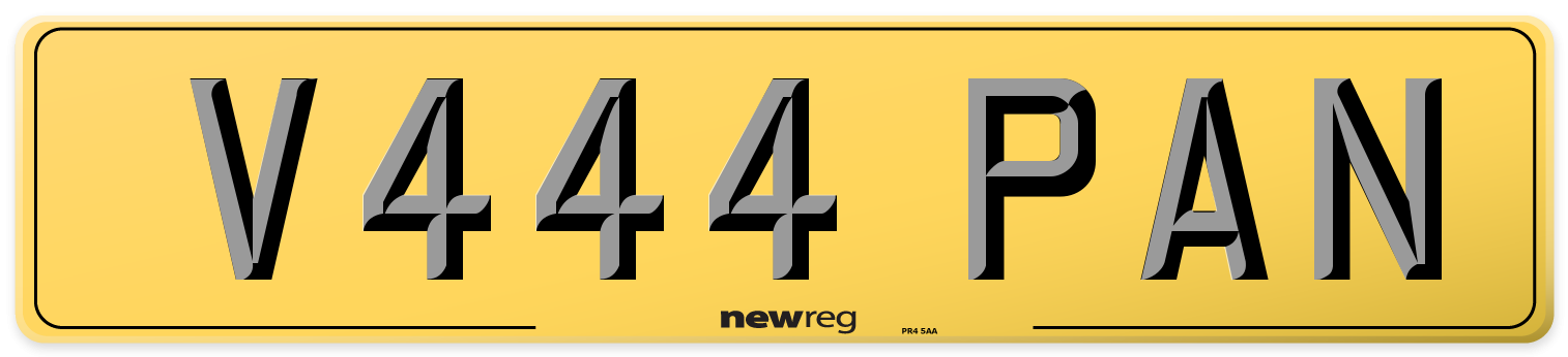 V444 PAN Rear Number Plate