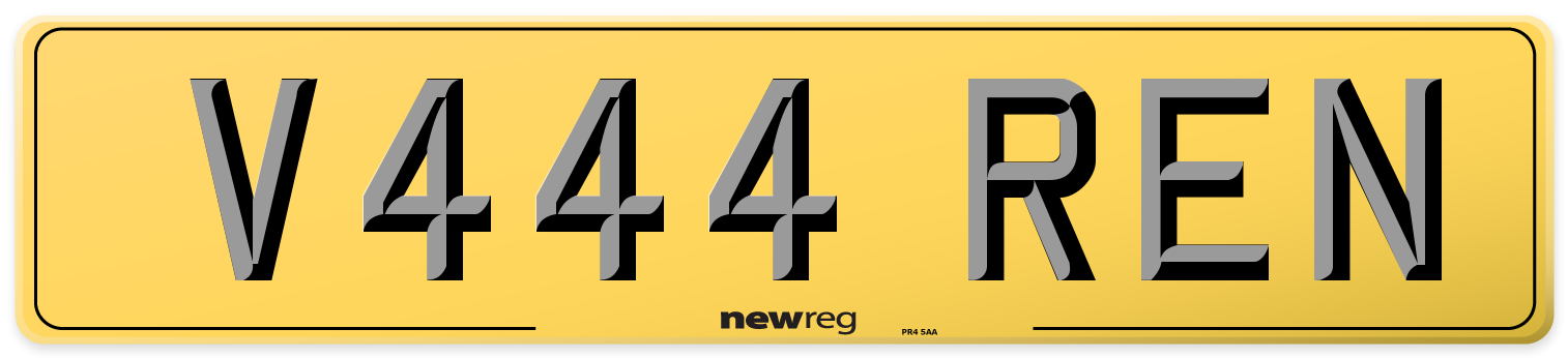 V444 REN Rear Number Plate
