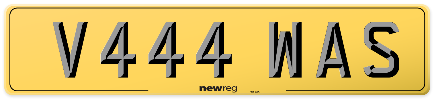 V444 WAS Rear Number Plate