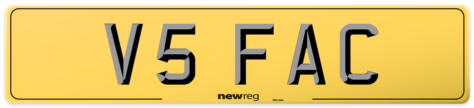 V5 FAC Rear Number Plate