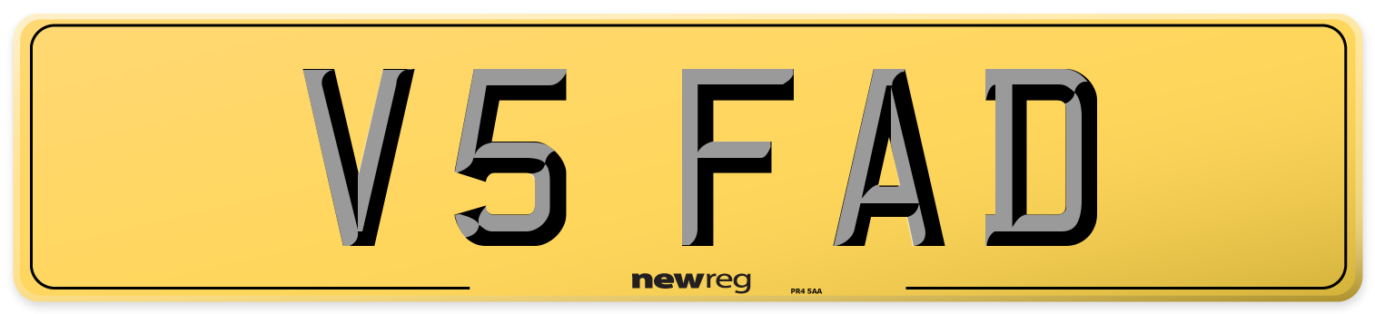V5 FAD Rear Number Plate