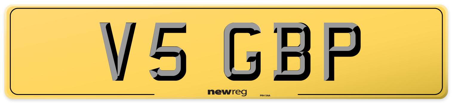 V5 GBP Rear Number Plate
