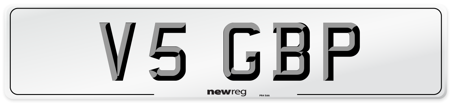 V5 GBP Front Number Plate