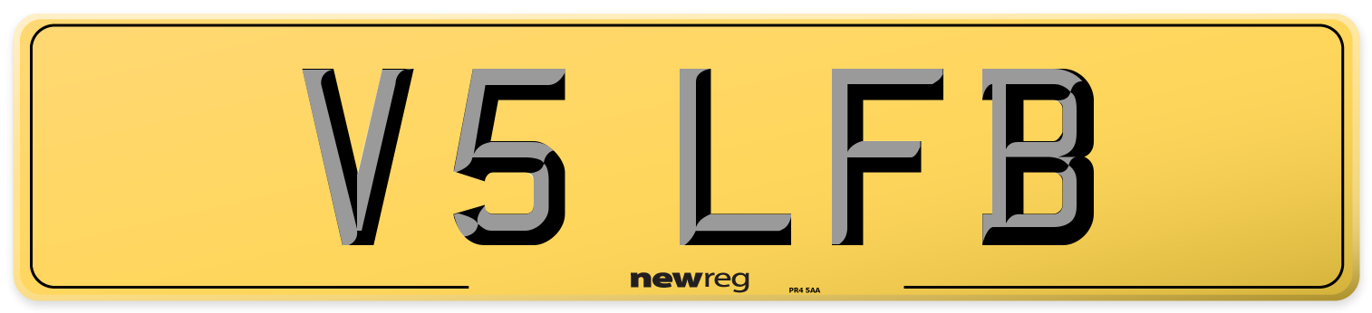 V5 LFB Rear Number Plate