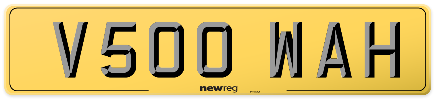 V500 WAH Rear Number Plate