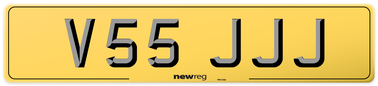 V55 JJJ Rear Number Plate