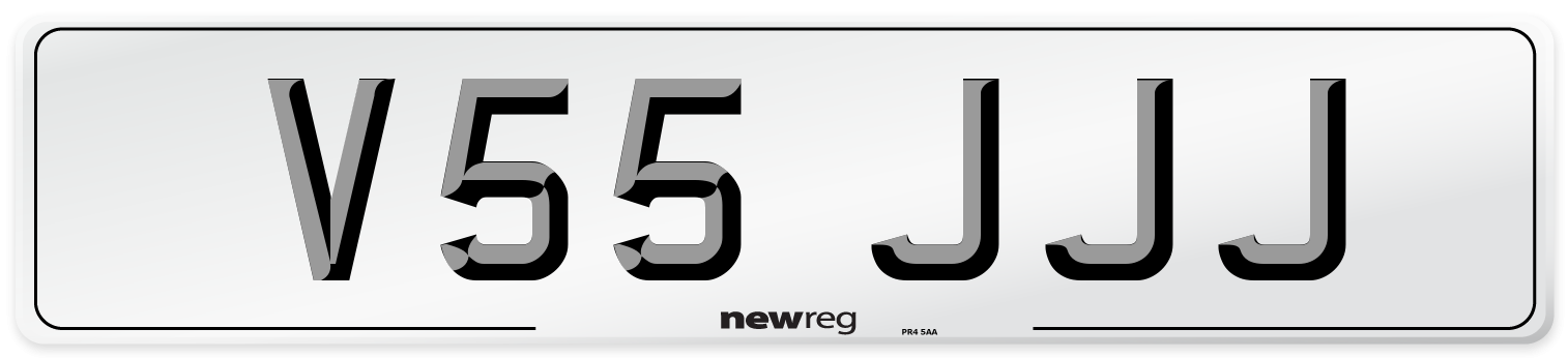 V55 JJJ Front Number Plate