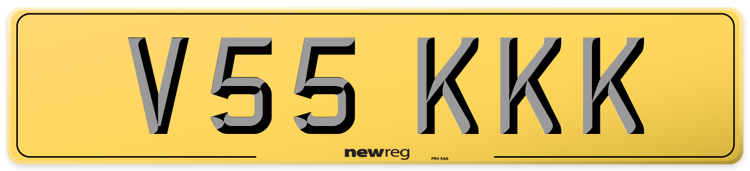 V55 KKK Rear Number Plate