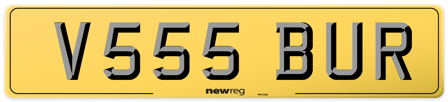 V555 BUR Rear Number Plate