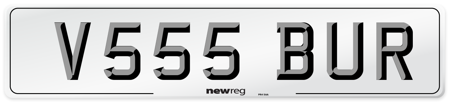 V555 BUR Front Number Plate