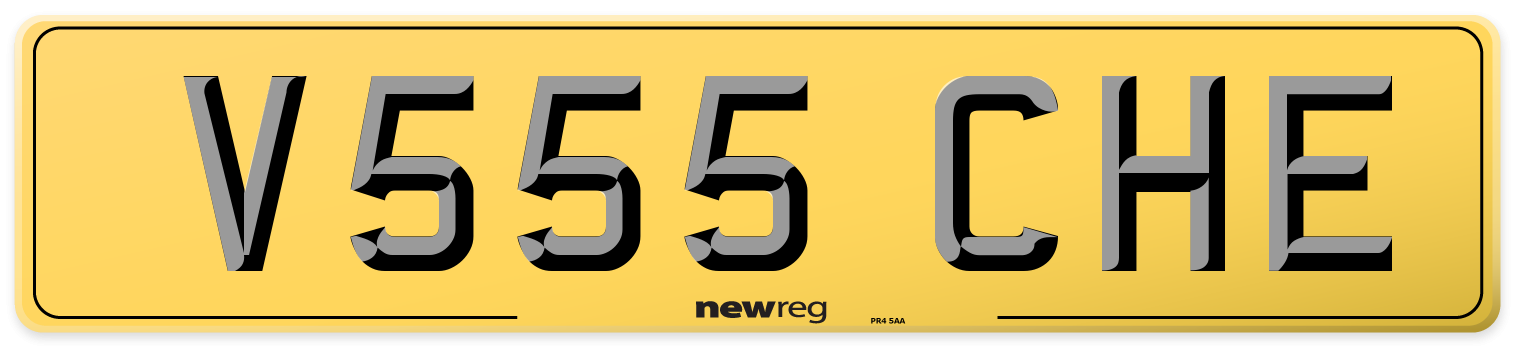 V555 CHE Rear Number Plate
