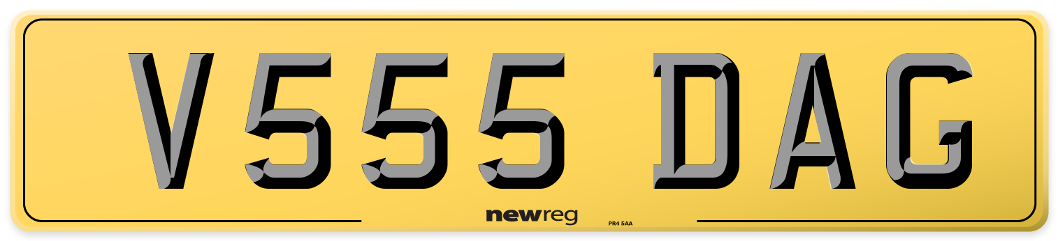 V555 DAG Rear Number Plate