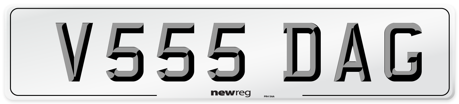 V555 DAG Front Number Plate