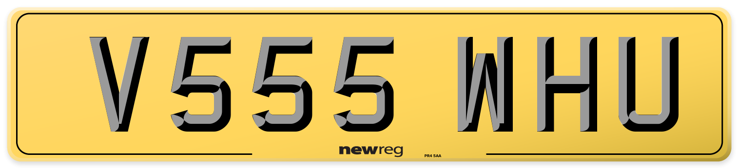 V555 WHU Rear Number Plate