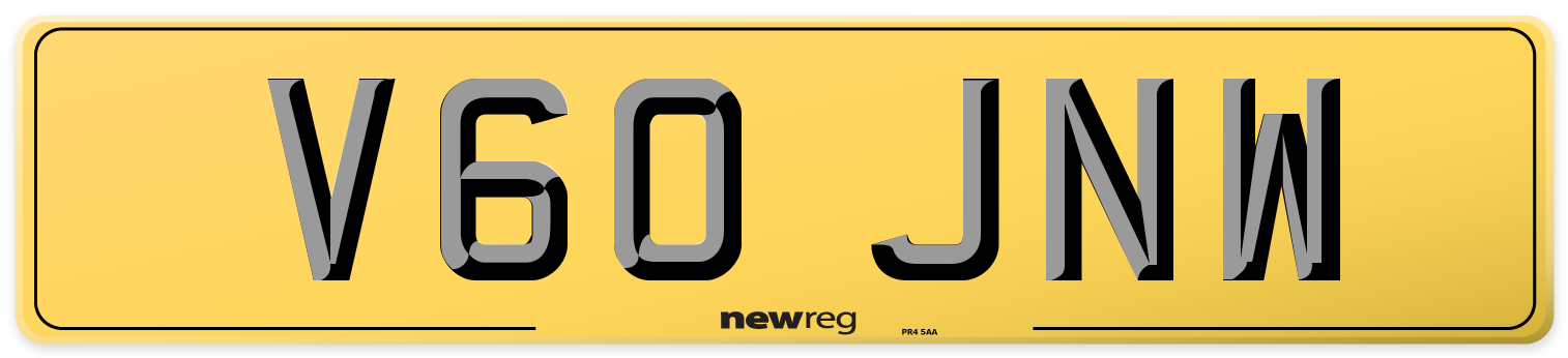 V60 JNW Rear Number Plate
