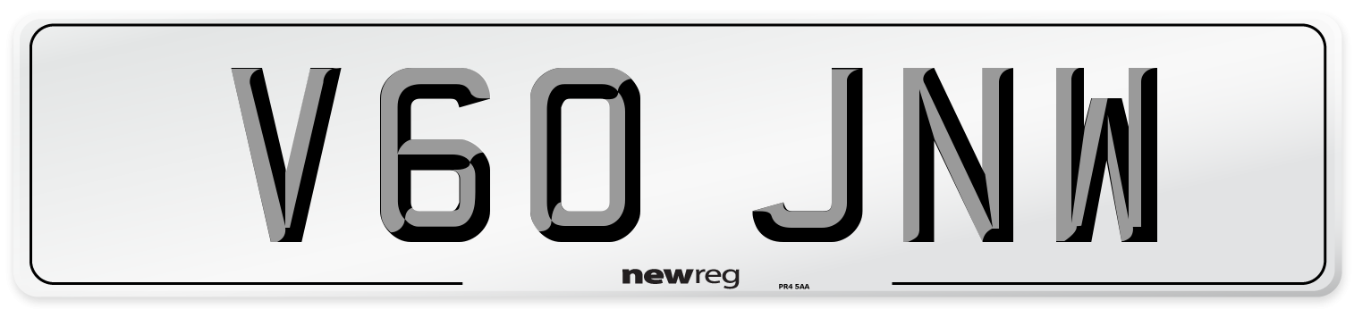 V60 JNW Front Number Plate