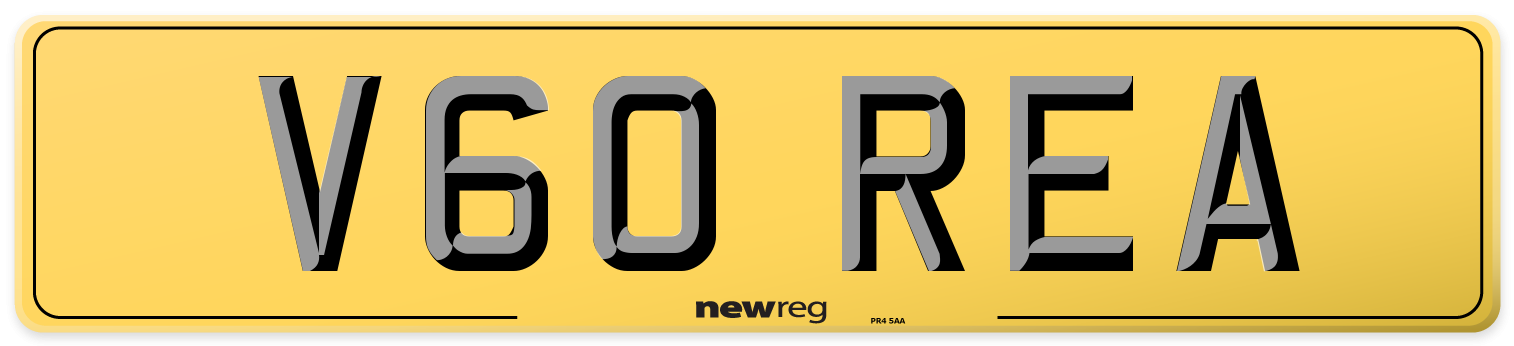 V60 REA Rear Number Plate