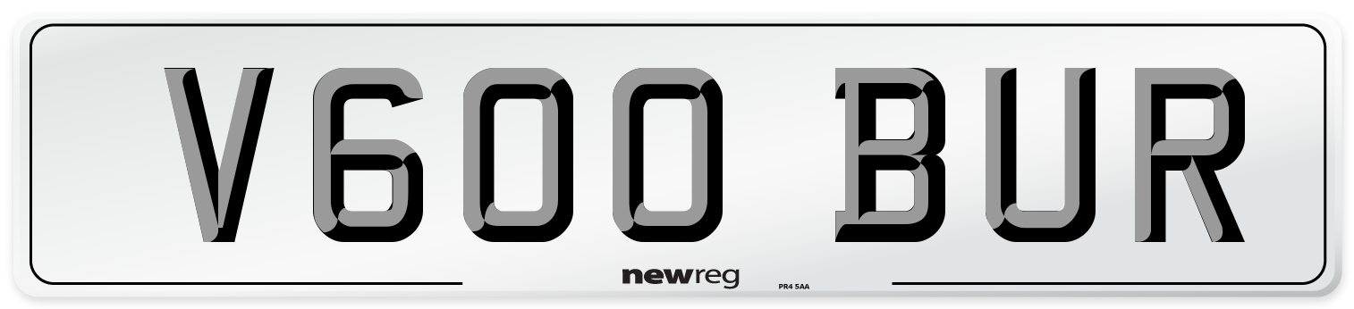 V600 BUR Front Number Plate