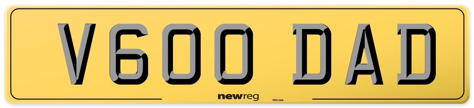 V600 DAD Rear Number Plate