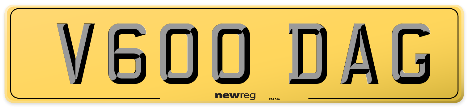V600 DAG Rear Number Plate