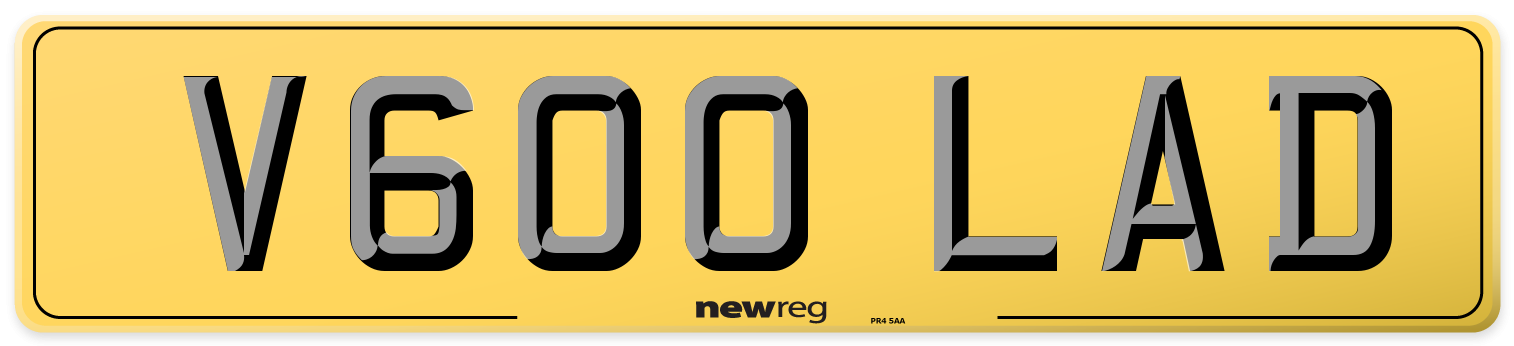 V600 LAD Rear Number Plate