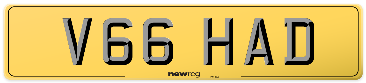 V66 HAD Rear Number Plate