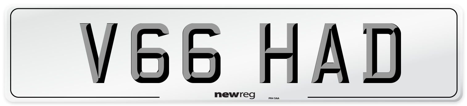 V66 HAD Front Number Plate