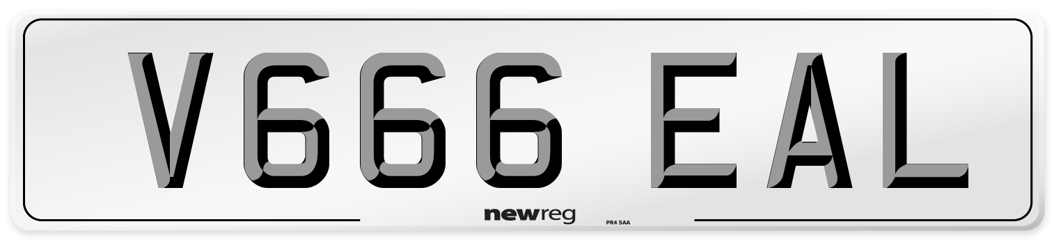 V666 EAL Front Number Plate