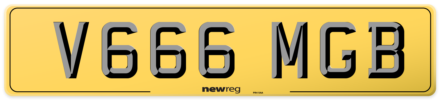 V666 MGB Rear Number Plate