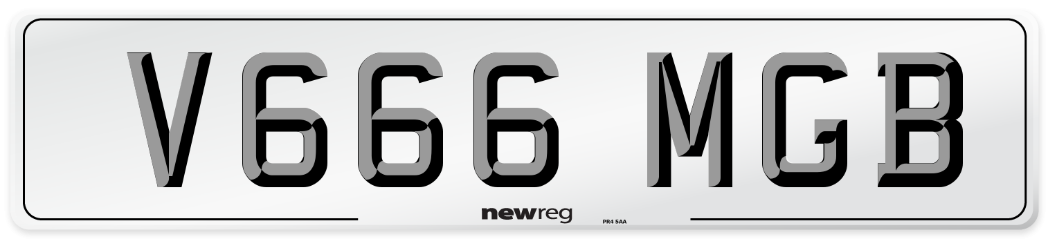 V666 MGB Front Number Plate