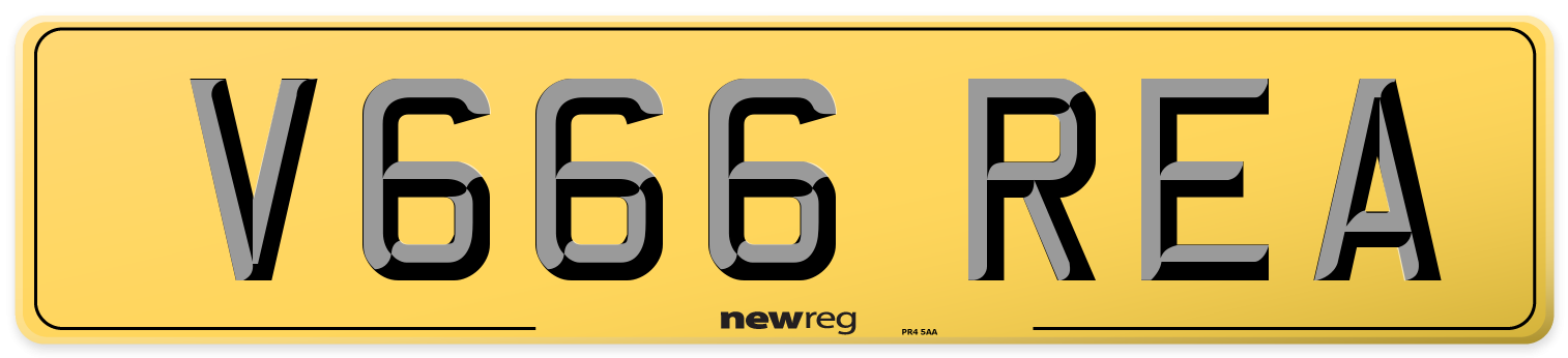V666 REA Rear Number Plate