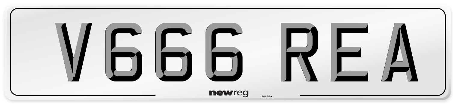 V666 REA Front Number Plate