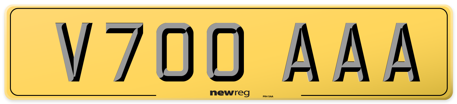 V700 AAA Rear Number Plate