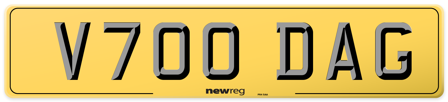 V700 DAG Rear Number Plate