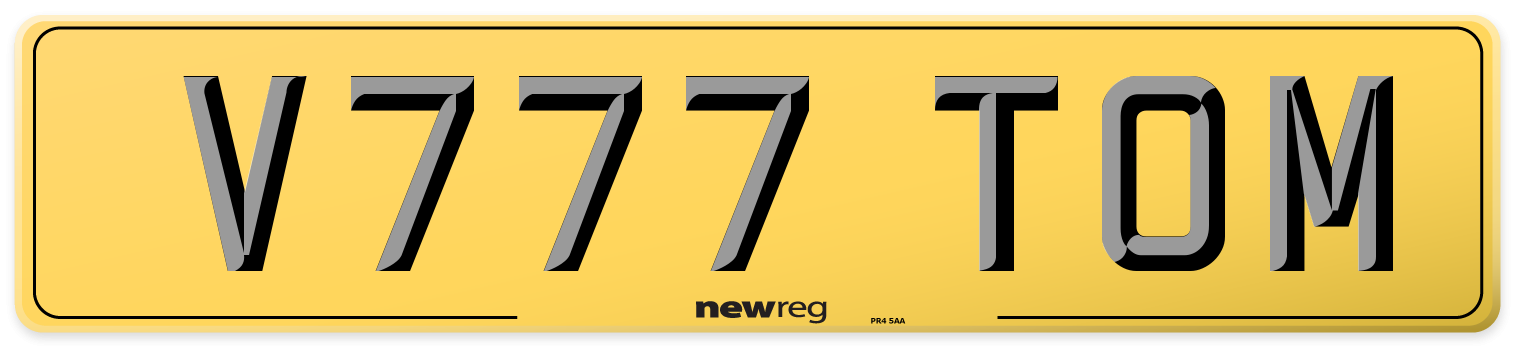 V777 TOM Rear Number Plate