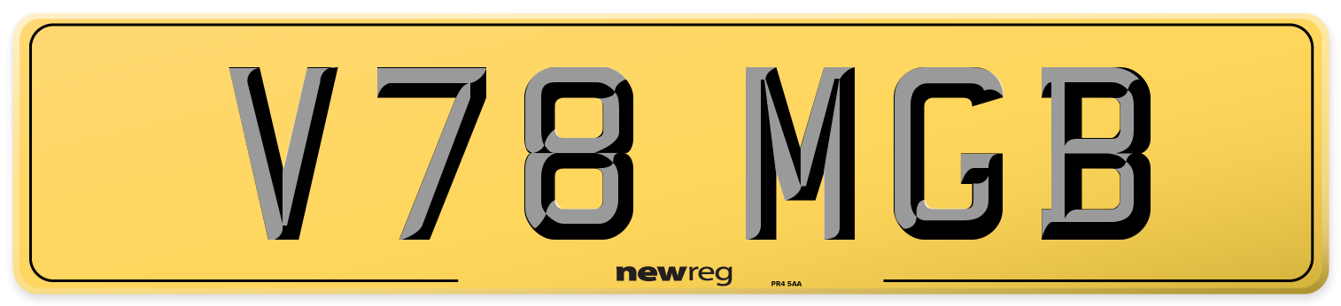 V78 MGB Rear Number Plate
